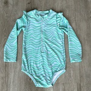 Cotton On Kids Baby Rash Guard One Piece Long Sleeve Swimsuit Size 18-24 Months